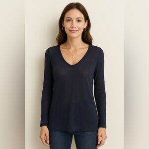 Monk and Lou Navy Long Sleeve Fitted Tunic Top | Size Medium